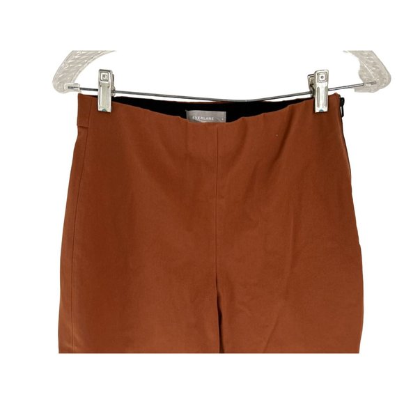 EVERLANE Size 4 Pants Cotton Brown Brick Color Zipper Tapered Leg - Picture 2 of 10